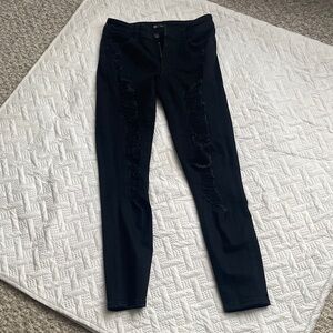 True Religion Black Distressed mid rise Skinny Jeans